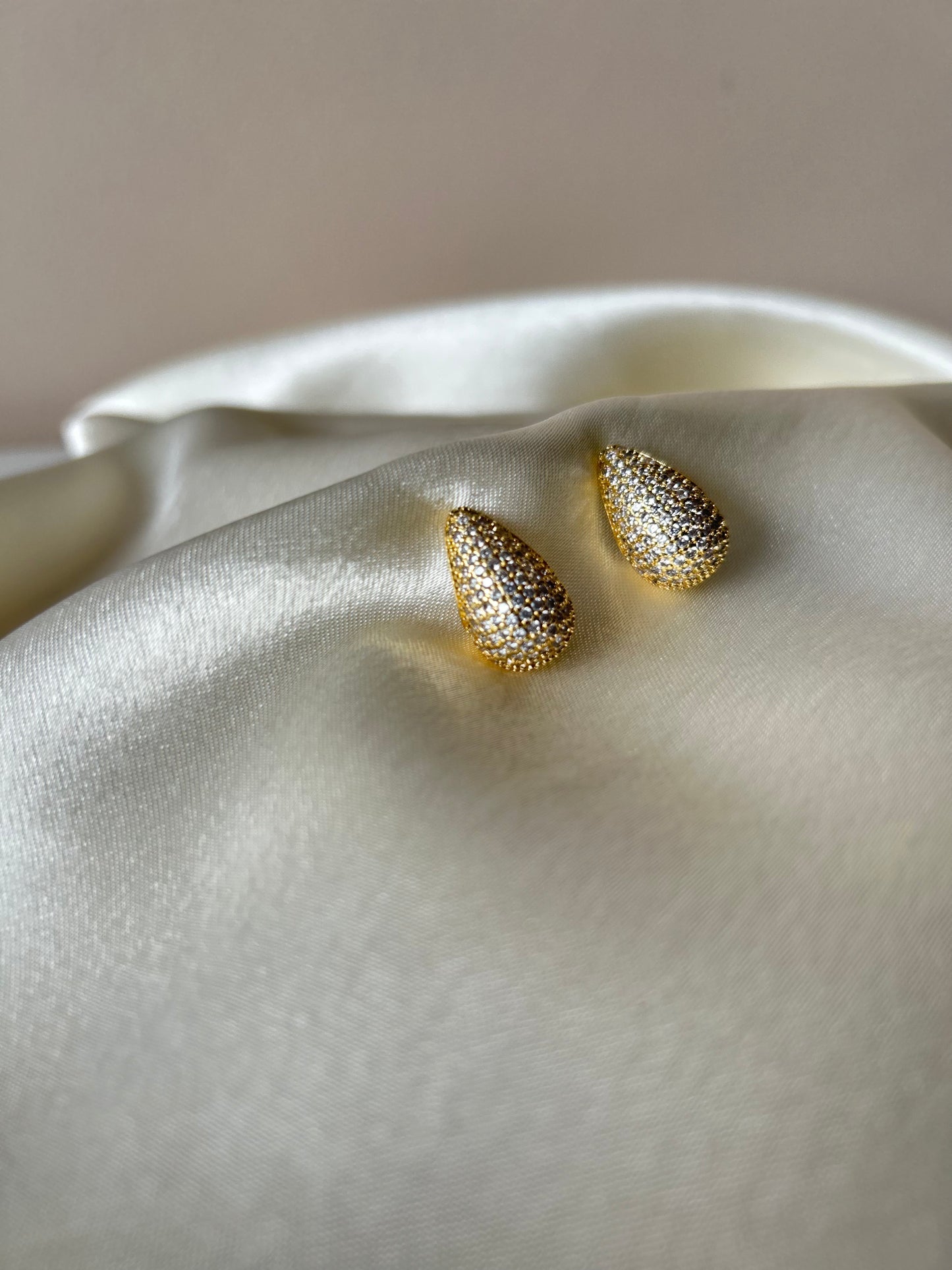Teardrop Crystal Earrings Gold